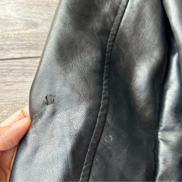 Ci Sono By Cavalini Black Faux Leather Bomber Jacket - Picture 15 of 16